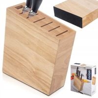 Stojak na Noże Drewno Kauczukowe 6 Miejsc Ostrzałka 23 cm ORION