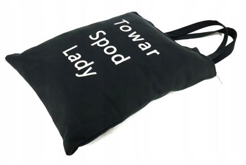 TOREBKA TORBA CZARNA materiałowa Z zabawnym napisem ,TOWAR SPOD LADY'' na Arena.pl