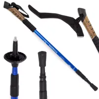 Kij nordic walking z korkową rączką kolor niebieski