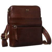 mała, skórzana listonoszka męska w brązowym kolorze zamykana suwakiem