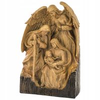 Szopka Bożonarodzeniowa Imitacja Drewna Święta Rodzina z Aniołem 48 cm