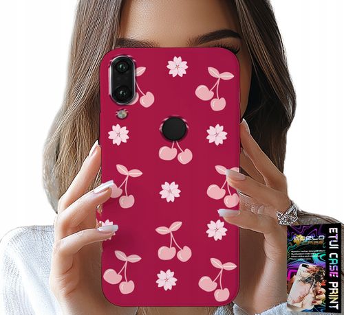 ETUI DO HUAWEI P SMART 2019 - WISIENKI, WIŚNIE NA BORDOWYM TLE + FOLIA na Arena.pl