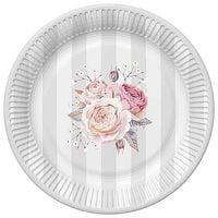 talerze papierowe 18cm różowe róże 8 szt.79-32