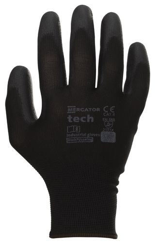 rękawice robocze mercator tech black+black pu - m - 12 par na Arena.pl
