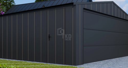 Garaż blaszany 5x6 brama segmentowa drzwi blacha na rąbek dach TKD377 na Arena.pl