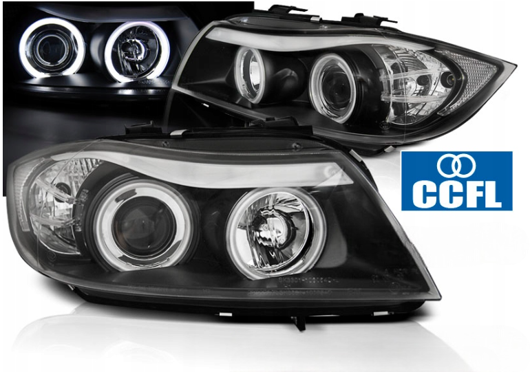 Lampy Reflektory Do BMW E90/E91 OD 2005 DO 2008 Roku BIAŁE RINGI CCFL zdjęcie 1