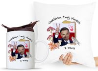 Zestaw Poduszka + Kubek Prezent Andrzej Duda Pis Z Nadrukiem Ze Zdjęciem
