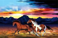 FOTOTAPETA KONIE GALOP ZACHÓD SŁOŃCA GÓRY 360x240