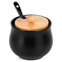 cukiernica cukierniczka ceramiczna z łyżeczką czarna 139683