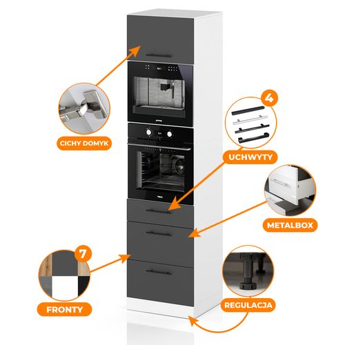 Słupek Kuchenny 3 Szuflady 60cm Piekarnik S60ms3 Spremium Szary Mat na Arena.pl