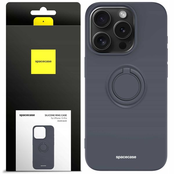 Spacecase Silicone Ring Iphone 15 Pro Black zdjęcie 1