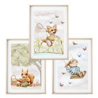 ZESTAW 3 szt. Plakaty Obrazki do Pokoju Dziecięcego ZWIERZĘTA LASU A3