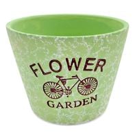 DONICZKA CERAMICZNA NA KWIATY ZIOŁA WIOSENNA OSŁONKA NA DONICZKĘ ZIELONA