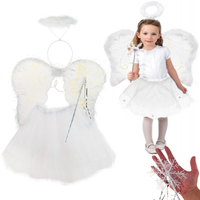 STRÓJ kostium ANIOŁA ANIOŁKA AUREOLA SPÓDNICZKA SKRZYDŁA RÓŻDŻKA PRZEBRANIE