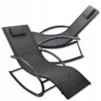 Leżak ogrodowy bujany Texilene czarny ergonomiczny 150 kg odporny na UV