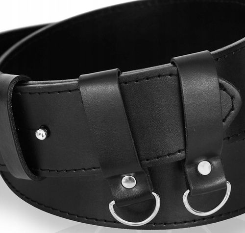 Pasek oficerski CZARNY wojskowy pas do spodni SKÓRZANY straż bojówki na Arena.pl