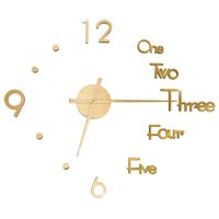 Zegar ścienny 3D, nowoczesny design, złoty, 100 cm, XXL