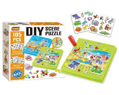 Puzzle konstrukcyjne + śrubokręt, 105 elementów - zwierzęta na Arena.pl