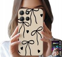 ETUI DO MOTOROLA EDGE 60 5G - BEŻOWE KOKARDKI WSTĄŻKA MODNE WZORY