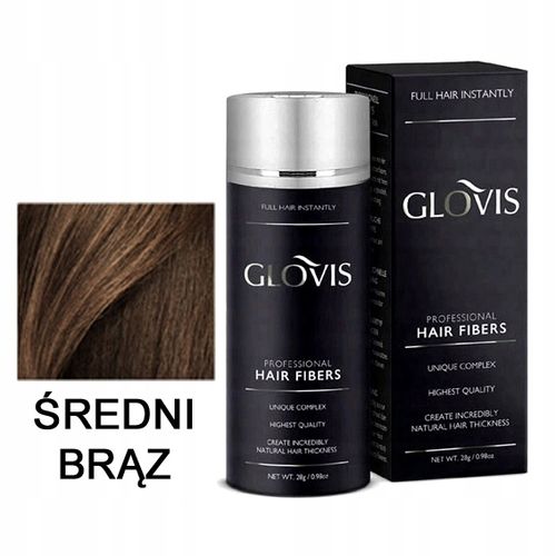 Włókna GLOVIS 28g Średni Brąz Med Brown Mikrowłókna do Włosów na Arena.pl