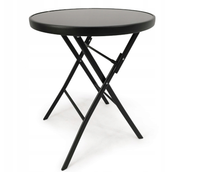 Stolik kawowy ogrodowy Tasos fi 60 cm czarne składany szklany