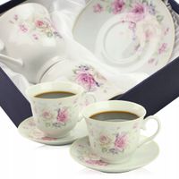 ZESTAW FILIŻANEK NA PREZENT 250 ML Z TALERZYKAMI PORCELANA DO KAWY HERBATY