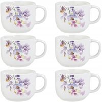 2 x Zestaw 6 kubków porcelanowych Florina Japandi 370 ml z uchem wzór kwiat