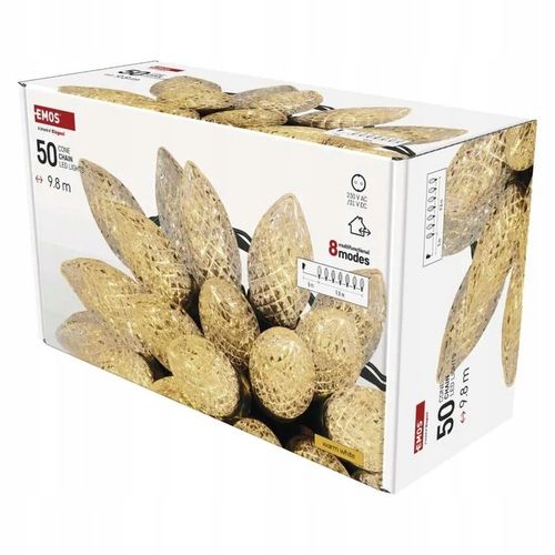 Lampki choinkowe LED szyszki 50 LED 9,8 m ciepła biel 8 programów IP44 EMOS na Arena.pl