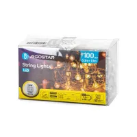Lampki choinkowe 100 LED ciepła biel 10 m na 3 baterie AA praktyczne oświetlenie świąteczne