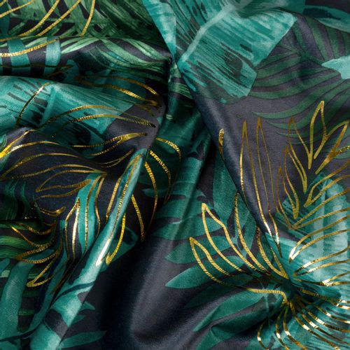 Zasłona gotowa na przelotkach DAVOS 140x250 czarno zielona w liście na Arena.pl