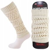 Ocieplacze na nogi damskie na łydki zimowe rozciągliwe Martinex beżowe