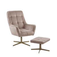 Fotel z podnóżkiem welurowy beżowy MOLLE