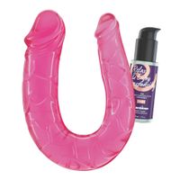 Crushious Deep Diver Double Dildo With Anal Lubricant 50Ml Pink
