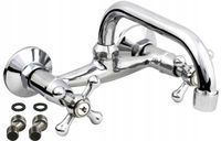 BATERIA UMYWALKOWA ŚCIENNA KRAN RETRO CHROM KLASYCZNA ŁAZIENKOWA