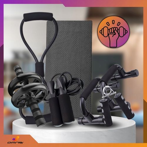 Zestaw do ćwiczeń w domu siłowych roller skakanka mata ekspander ściski 7w1 na Arena.pl