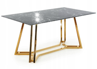 Stół do kuchni jadalni GLAMOUR czarny złoty 160x90