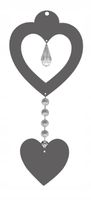 Z16b Zawieszka ozdoba ażur serce kryształ c. szary