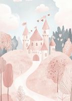 Plakat 50x70cm  Wzory dla Dzieci, Dziewczynki do Pokoju - Zamek