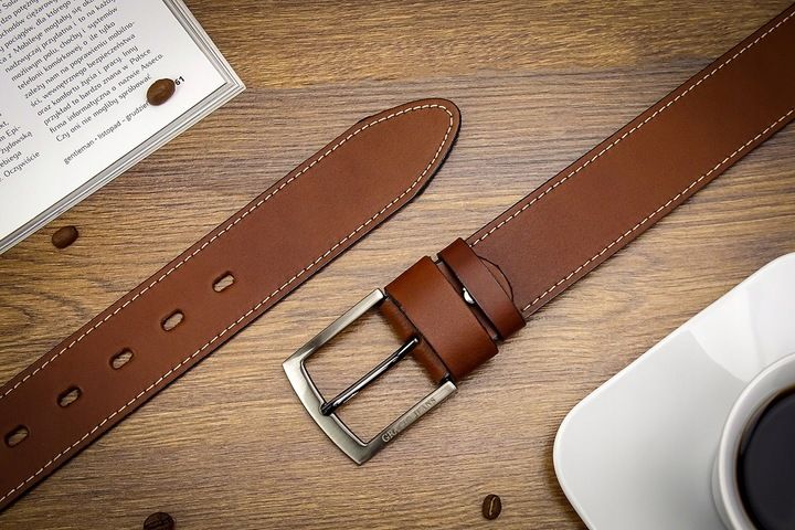 Pasek 110cm Męski Szeroki do SPODNI JEANS Brązowy zdjęcie 10