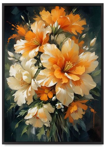 Plakat w ramie abstrakcja kwiaty obraz 40x50 cm w czarnej ramie na Arena.pl