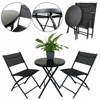 MEBLE NA BALKON TARAS SKŁADANE KOMPLET ZESTAW TASOS 2-OS 60 L CZARNY