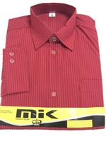 Koszula męska Bordowa Paski Długi rękaw 176 ( 36 )