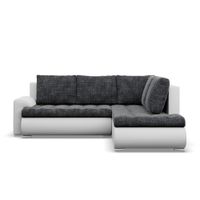 Narożnik z otomaną, prawy, BOSCO, ekoskóra, 230cm, biały| TYLETEGOTU