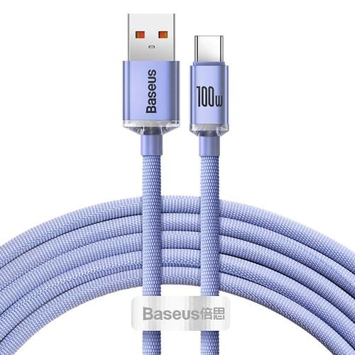kabel usb do usb-c baseus crystal shine, 100w, 2m (fioletowy) na Arena.pl
