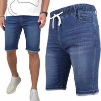 SPODENKI męskie JEANSOWE KRÓTKIE spodnie rozciągliwe PAS z GUMKĄ, 520 - XL