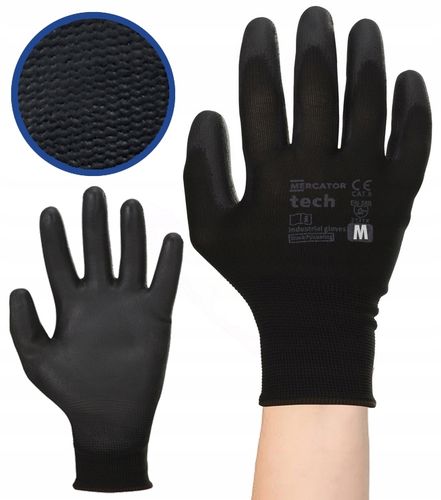 rękawice robocze mercator tech black+black pu - m - 1 para na Arena.pl