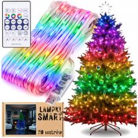 Lampki choinkowe 200 LED SMART 20m multicolor+pilot taśma USB inteligentne