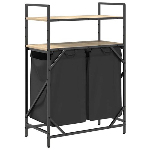 Kosz na pranie 2 przegrody z półkami, dąb sonoma na Arena.pl