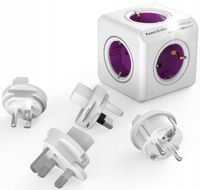 Listwa kostka 5-gniazd Allocacoc Cube +wtyczki podróżne ŚWIAT USA US UK ANG