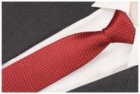 ŻAKARDOWY Krawat w Groszki KROPKI Czerwony rc15